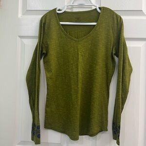 Vintage Horny Toad now Toad & Co. Green V-Neck Women's Blouse Tee Shirt Top Boho